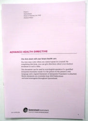 SP- ADVANCE HEALTH DIRECTIVE FORM FORM 4  Special Order Only G00048