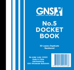 DOCKET BOOK GNS 553 5X4 NO.5 DUPLICATE 50LF   G00553