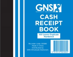 CASH RECEIPT BOOK GNS 580 5X4 DUPLICATE 100LF   G00580