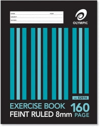 EXERCISE BOOK OLYMPIC 225X175MM 8MM RULED 160PG   G01391