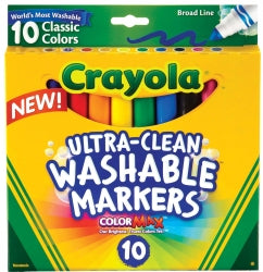 MARKER CRAYOLA ULTRA-CLEAN WASHABLE BROAD LINE CLASSIC COLORS PK10   G02270