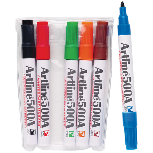 MARKER WHITEBOARD ARTLINE 500A 2MM BULLET NIB ASST COLOURS WLT6   G02387