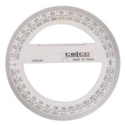 PROTRACTOR CELCO 10CM 360 DEG FULL CIRCLE CLEAR   G02397