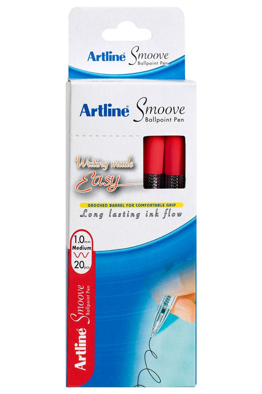 PEN ARTLINE 1MM SMOOVE BPP RED BOX20   G02405