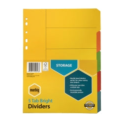 DIVIDERS MARBIG A4 MANILLA BRIGHT 5 TAB   G02736