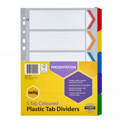 DIVIDERS MARBIG A4 MANILLA 5 TAB COLOURED   G02758