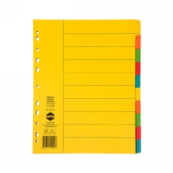 DIVIDERS MARBIG A4 MANILLA 10 TAB EXTRA WIDE BRIGHTS   G02760