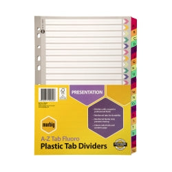 DIVIDERS MARBIG A4 MANILLA FLUORO A-Z TAB   G02768