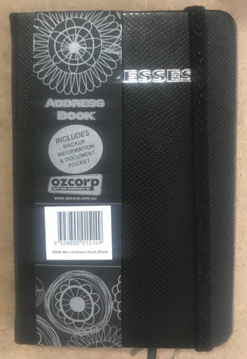 ADDRESS BOOK OZCORP MINI 8.5X12.5CM BLACK   G02954