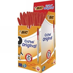 PEN BIC BP CRISTAL ORIGINAL MEDIUM RED BX50   G04242