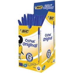 PEN BIC BP CRISTAL ORIGINAL MEDIUM BLUE BX50   G04243