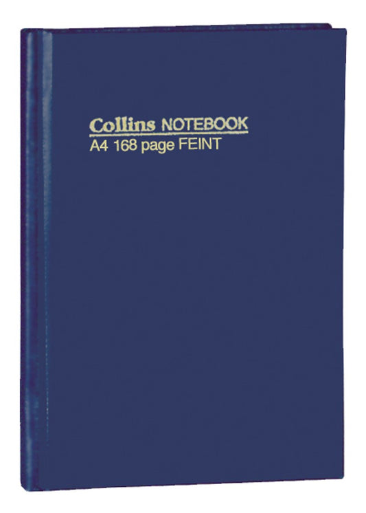 NOTEBOOK COLLINS A4 SHORT FEINT NAVY BLUE 168PG 250X200   G05299