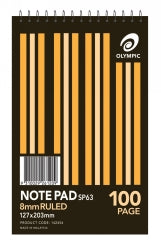 NOTEBOOK OLYMPIC SP63 S/HAND SPIRAL T/O 100PG   G06223