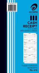 CASH REC BOOK OLYMPIC 616 DUP 4TV 254X136   G08109