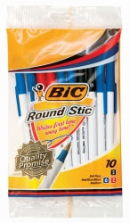 PEN BIC BP ROUND STIC 6XBLUE 2X BLK 2X RED PK10   G10140