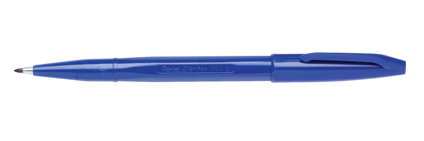 PEN PENTEL FINELINER 0.8MM SIGN PEN BULLET POINT S520 BLUE BX12   G10165