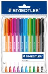 PEN STAEDTLER BP STICK ICE 432 MED POLYBAG 10 ASST   G10528