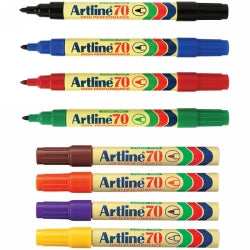 MARKER ARTLINE 70 PERMANENT 1.5MM BULLET NIB ASST BX12   G10635