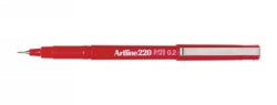 PEN ARTLINE FINELINER 220 0.2MM SUPERFINE RED BX12   G11009