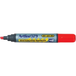 MARKER WHITEBOARD ARTLINE 579 5MM CHISEL NIB RED   G11062