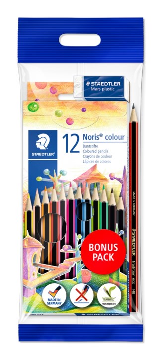 PENCIL COLOURED STAEDTLER NORIS 100% PEFC BONUS PACK ASST PK12+2   G11177B