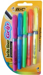 HIGHLIGHTER BIC BRITELINER GRIP ASST WLT5   G11532