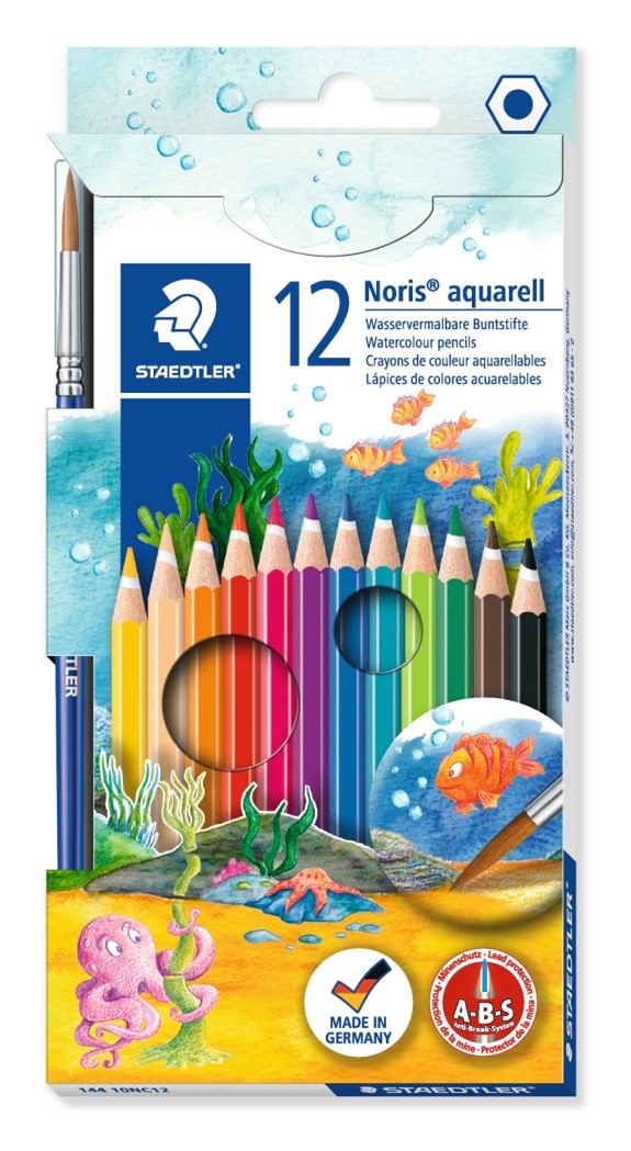 PENCIL COLOURED STAEDTLER NORIS AQUARELL PK12   G12008