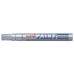 MARKER PAINT UNI PX20 2.8MM MEDIUM BULLET TIP SILVER BX12   G13146