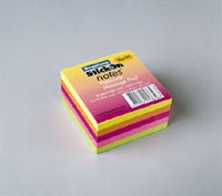 NOTES CUBE STICK ON 76X76MM NEON COLS   G13657