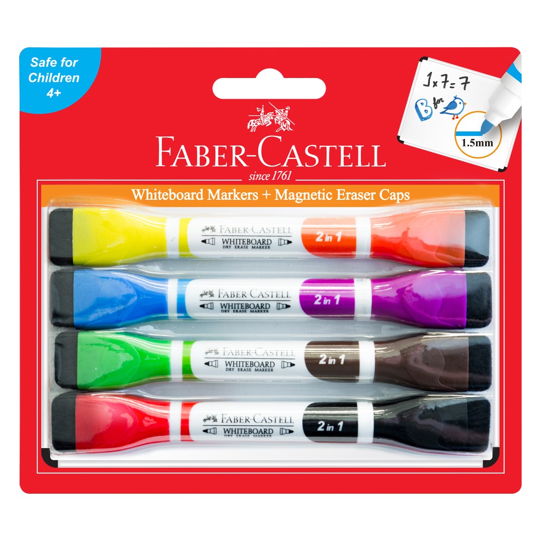 WHITEBOARD SET FABER-CASTELL MAGNETIC WHITEBOARD + ERASER CAP 8 COLOURS   G14141