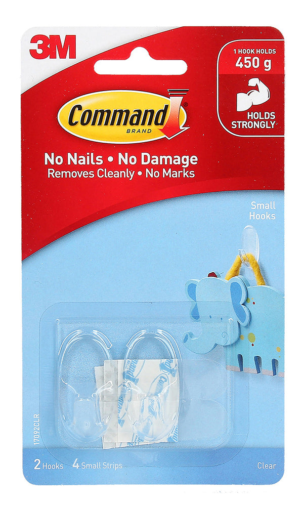 CLEAR HOOKS COMMAND SMALL ADHESIVE 17092CLR   G15723