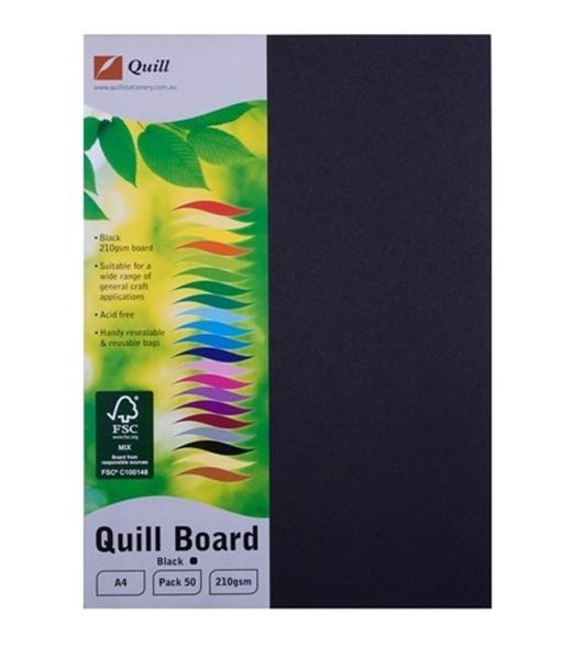 BOARD QUILL XL A4 BLACK 210gsm (50sht)   G16515