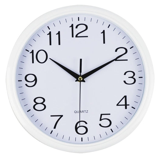 CLOCK ITALPLAST 30CM ROUND WHITE FRAME/WHITE FACE   G17488