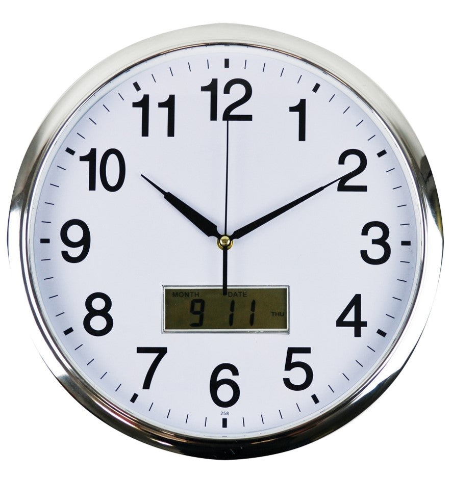 CLOCK ITALPLAST 36CM WALL WITH LCD   G17491