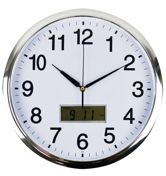 CLOCK ITALPLAST 36CM WALL WITH LCD   G17491