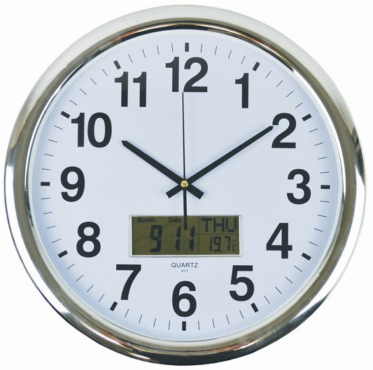 CLOCK ITALPLAST 43CM WALL WITH LCD   G17494