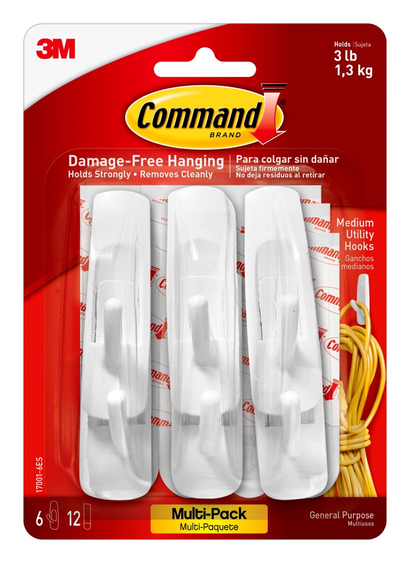 HOOKS COMMAND MEDIUM 17001VP VALUE PACK (6 HOOKS/12 STRIPS)   G17566