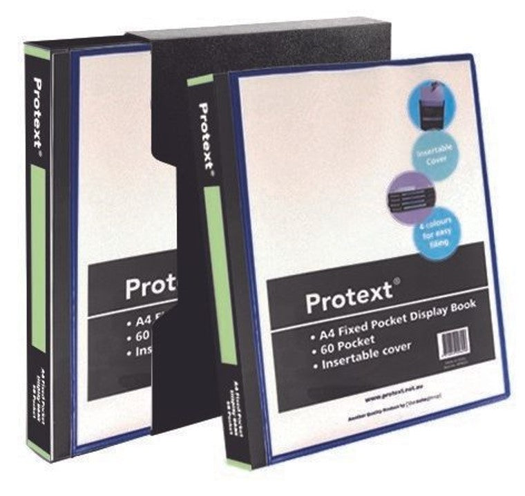 DISPLAY BOOK PROTEXT A4 60P FIXED INSERT COVER/SPINE BLACK   G18273