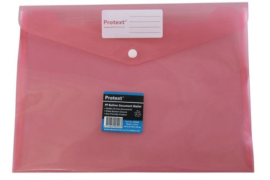 DOCUMENT WALLET PROTEXT A4 PP BUTTON CLOSURE RED   G18475