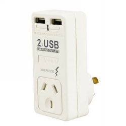 SINGLE ADAPTOR ITALPLAST WITH SURGE PROTECTION & USB CHARGER   G18496