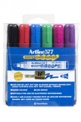 MARKER WHITEBOARD ARTLINE 577 3MM BULLET NIB ASST WLT6   G19007