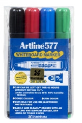 MARKER WHITEBOARD ARTLINE 577 3MM BULLET NIB ASST WLT4   G19011