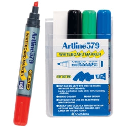 MARKER WHITEBOARD ARTLINE 579 5MM CHISEL NIB ASST WLT4   G19012