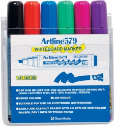 MARKER WHITEBOARD ARTLINE 579 5MM CHISEL NIB ASST WLT6   G19013