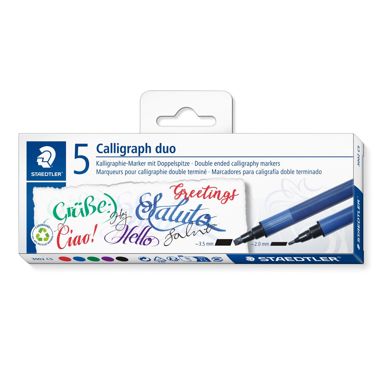 PEN CALLIGRAPHY DUO STAEDTLER 2.0MM/3.5MM ASST COLOURS BX5   G19058