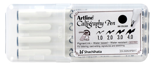 PEN CALLIGRAPHY ARTLINE 240 4 NIB SIZES BLACK HARD CASE PK4   G19061