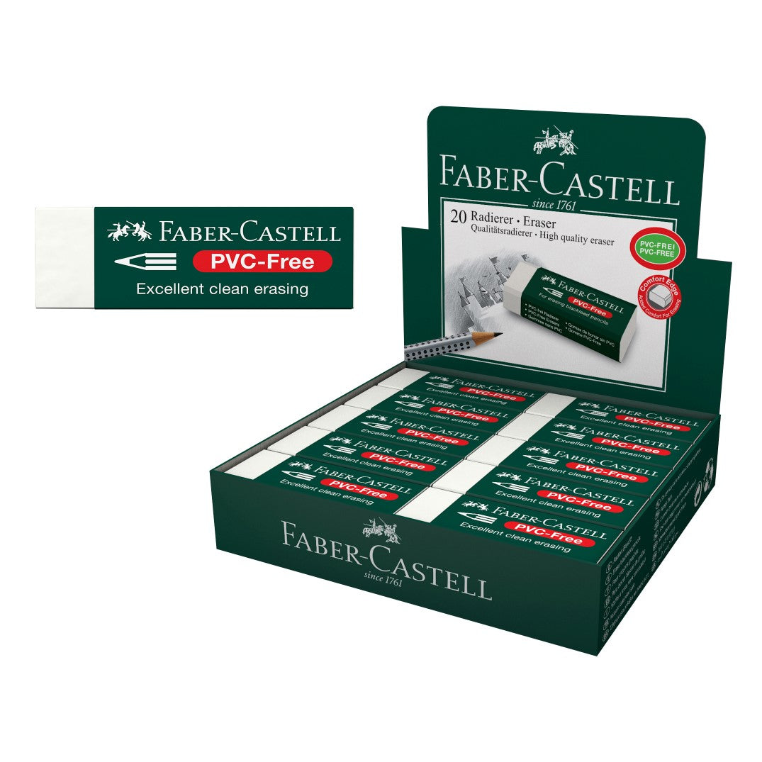 ERASER FABER-CASTELL 7085-20 LARGE WITH SLEEVE PVC FREE BX20   G19798