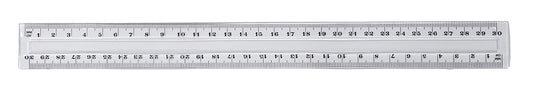 RULER GNS 30CM CLEAR PLASTIC SCHOOL   G20102