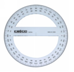 PROTRACTOR CELCO 15CM 360 DEG FULL CIRCLE CLEAR   G20132