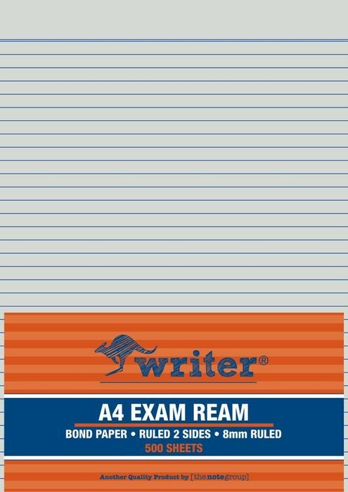 EXAM PAPER WRITER A4 60GSM PAPER 8MM RULED REAM500   G20728